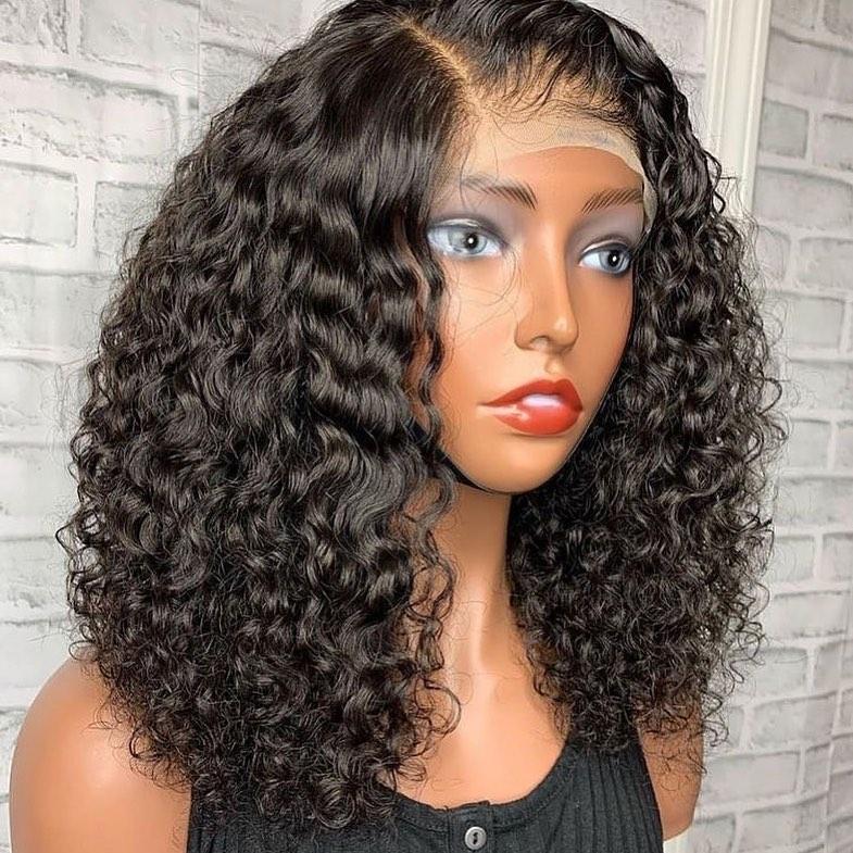 B Top Virgin 13x4 Kinky Curlyl Lace Front Transparent  Wig 150 Density with Baby Hair