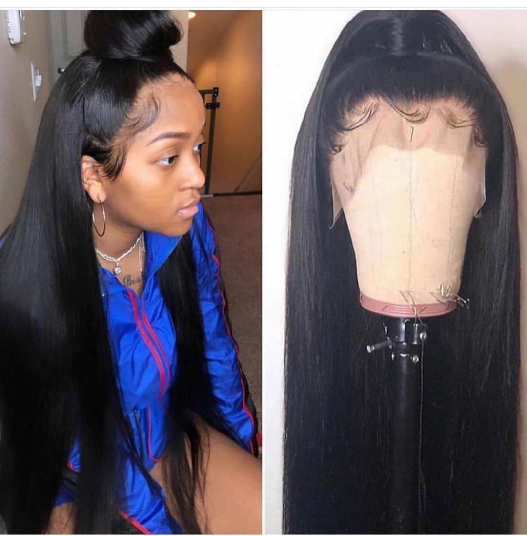 B Top Virgin 13x4 Straight Hair Transparent  Lace Front Wig 150 Density with Baby Hair