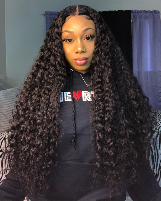B Top Virgin 13x4 Deep Wave Lace Front Transparent  Wig 150 Density with Baby Hair
