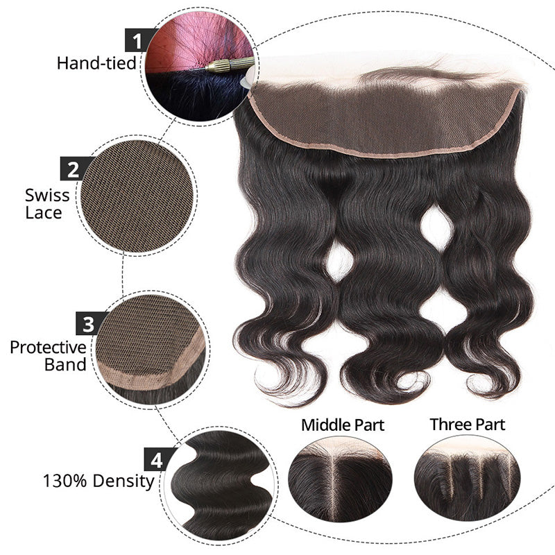 100% Top Virgin Hair Body Wave 13x4 HD Lace Frontal