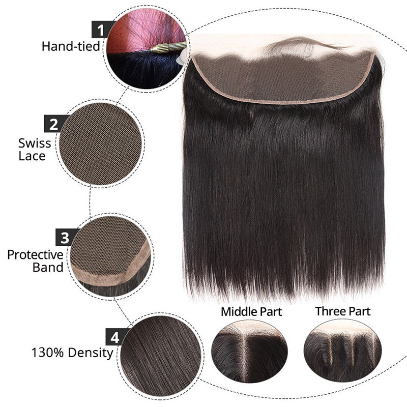 100% Top Virgin Hair Straight Hair 13x4 HD Lace Frontal