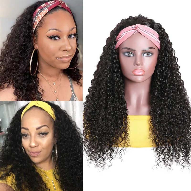 B Top Virgin Deep Wave Headband Wig 150 Density