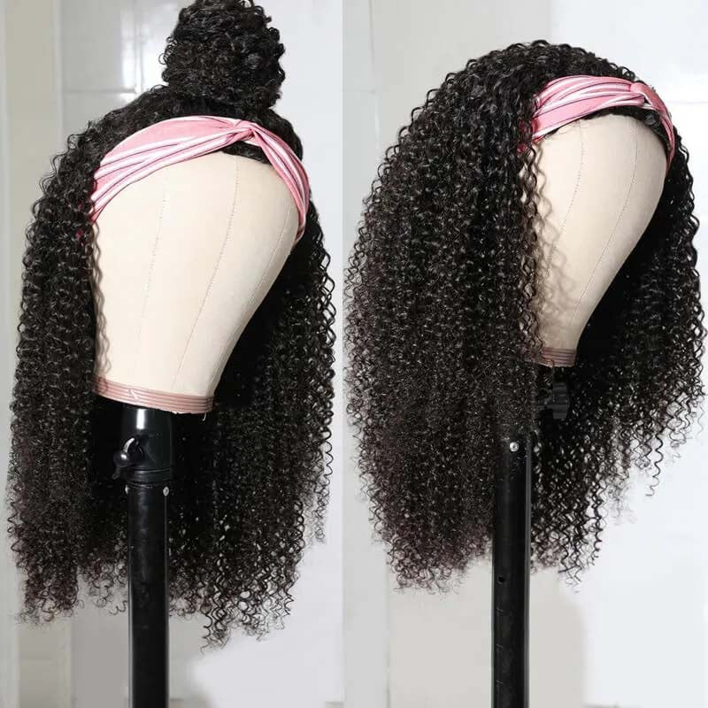 B Top Virgin Kinky Curly Headband Wig 150 Density