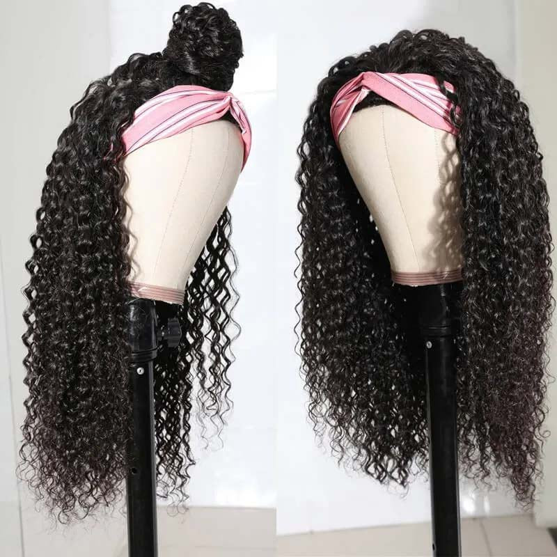 B Top Virgin Deep Wave Headband Wig 150 Density