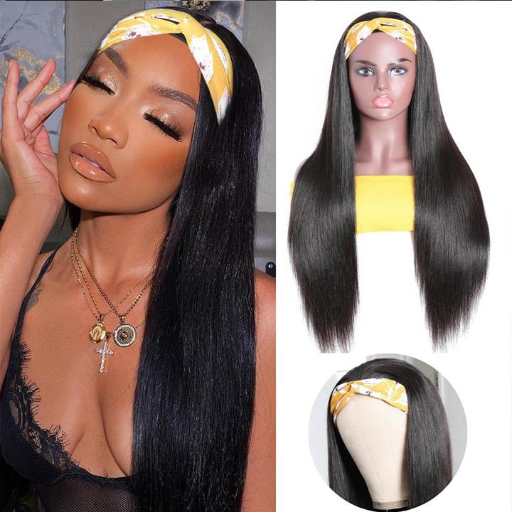 B Top Virgin Silky Straight Headband Wig 150 Density