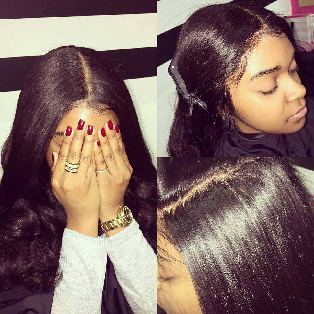 B Top Virgin Straight Hair Full Lace Wig 150 Density with Baby Hair
