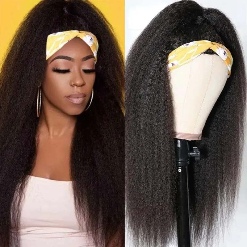 B Top Virgin Kinky Straight Headband Wig 150 Density