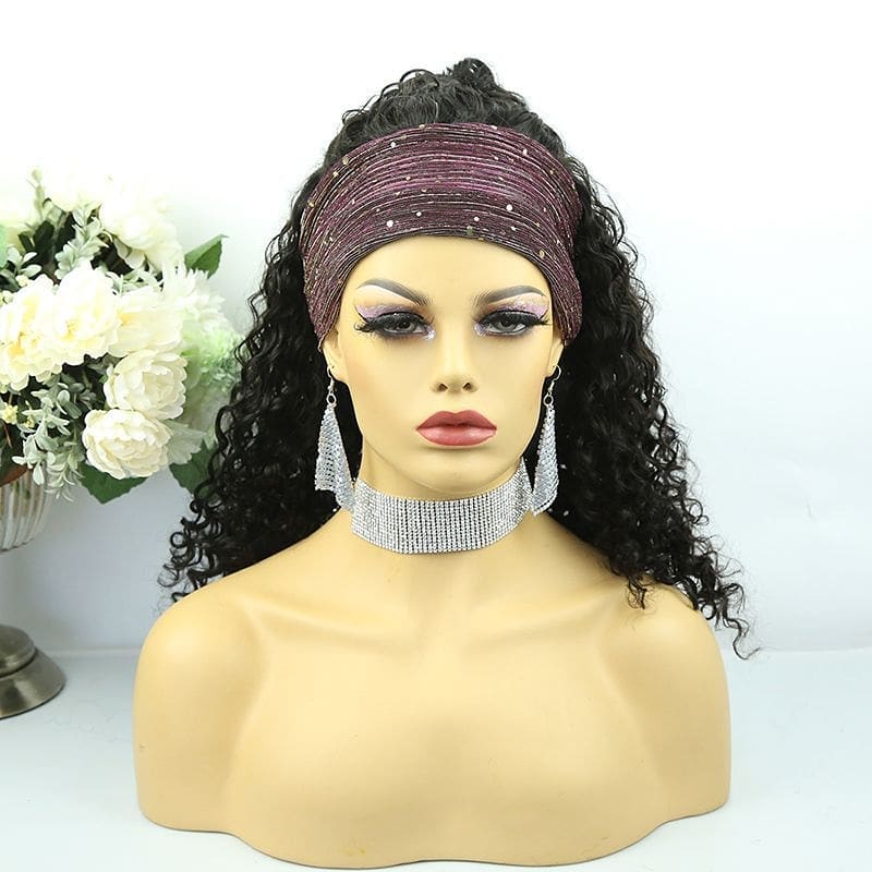 B Top Virgin Deep Wave Headband Wig 150 Density