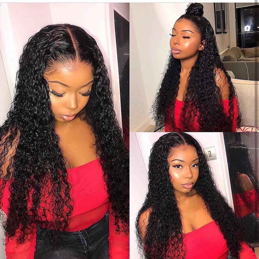 B Top Virgin Deep Wave 3 Bundles with 13x4 Transparent Lace Frontal