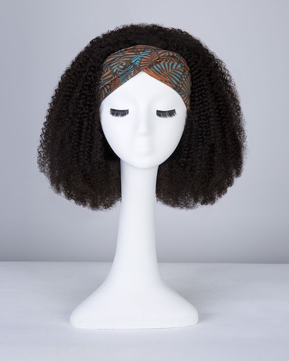 B Top Virgin Kinky Curly Headband Wig 150 Density