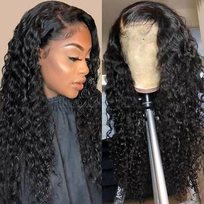 B Top Virgin Deep Wave 4x4/5x5 Transparent Lace Closure Wig Human Hair Wig 150/180 Density