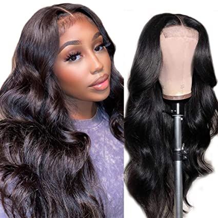 B Top Virgin Body Wave 4x4/5x5 Transparent Lace Closure Wig Human Hair Wig 150/180 Density