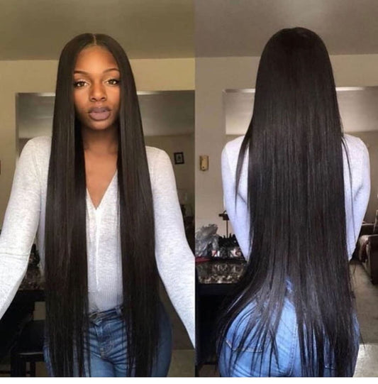 B Top Virgin Straight Hair 3 Bundles with 4x4 Transparent Lace Closure