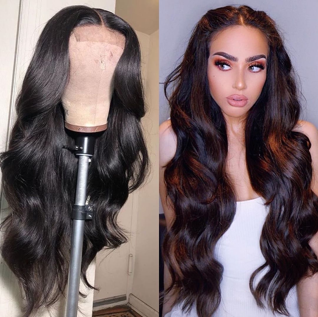 B Top Virgin Body Wave 3 Bundles with 4x4 Transparent Lace Closure