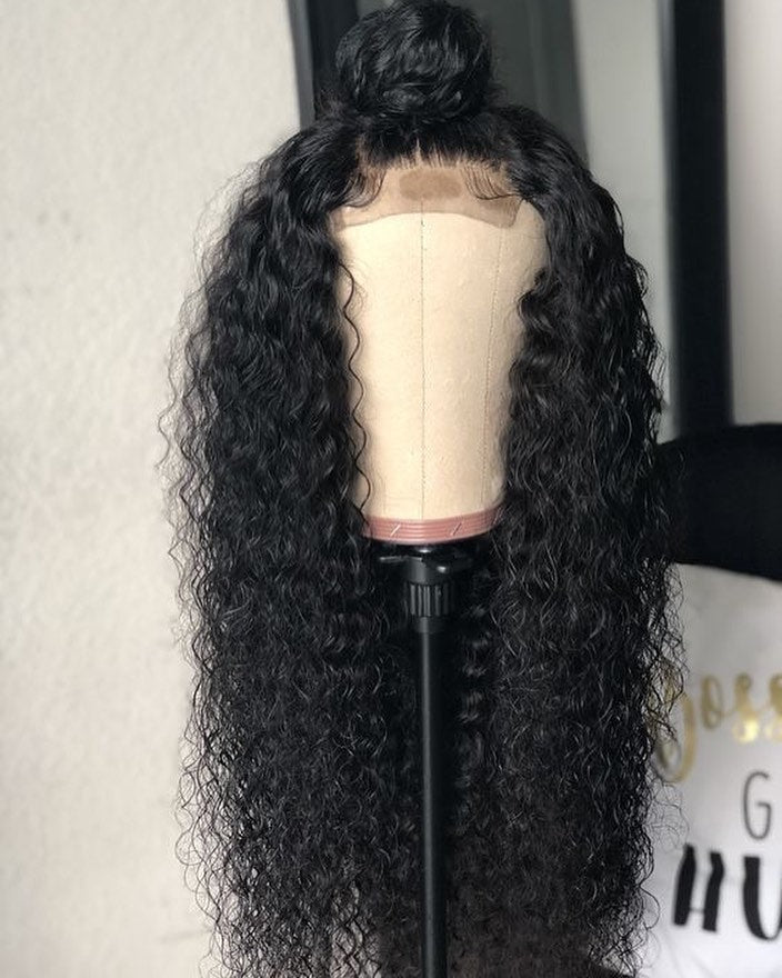 B Top Virgin Italian Curly 13x4 Transparent Wig Human Hair Wig 150/180 Density