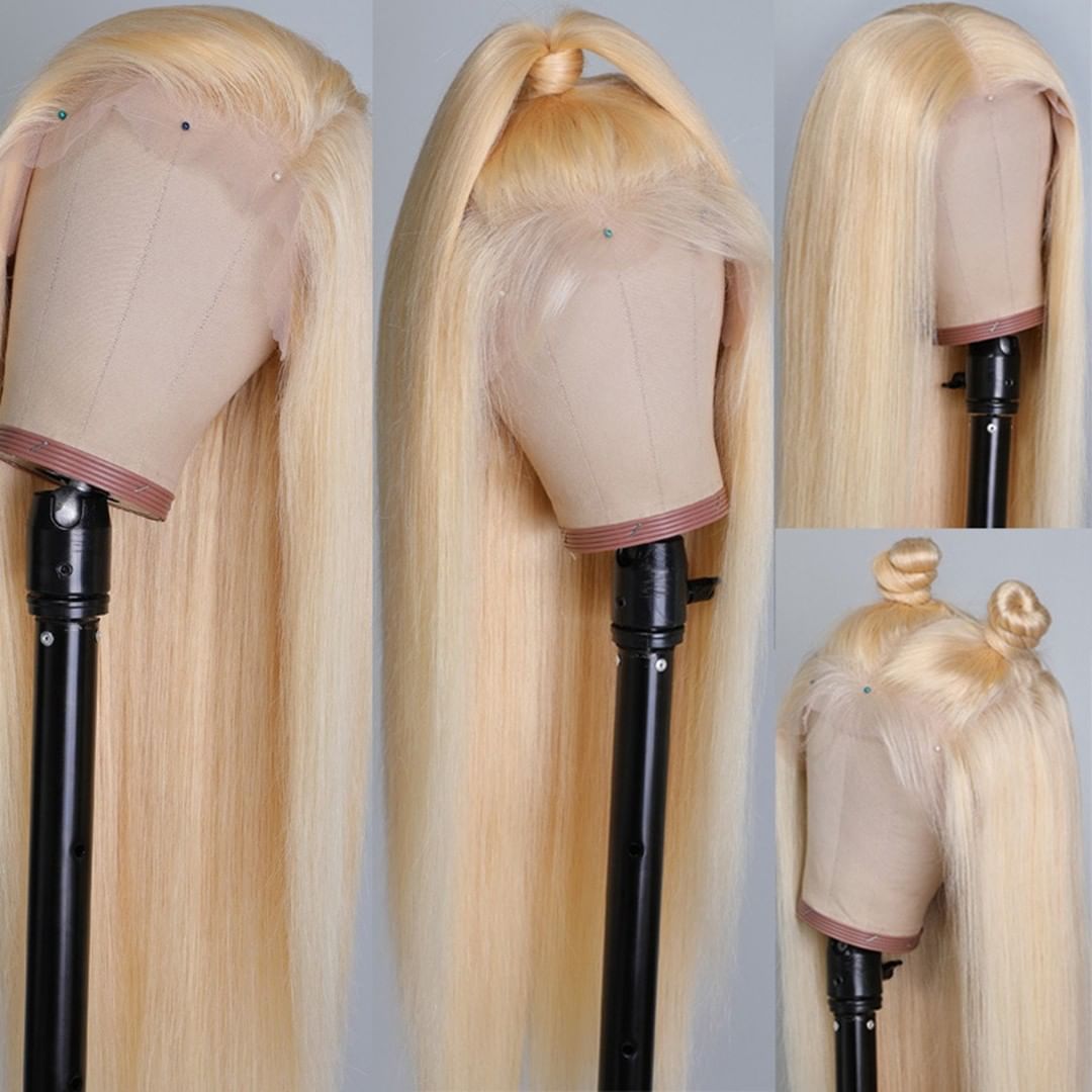 B Top Virgin 613 Blonde 13x6 Straight Hair Lace Front Wig 180 Density with Baby Hair