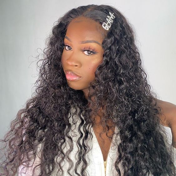 B Top Virgin Deep Wave 4x4/5x5 Transparent Lace Closure Wig Human Hair Wig 150/180 Density