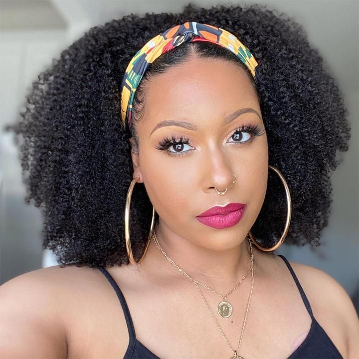 B Top Virgin Kinky Curly Headband Wig 150 Density