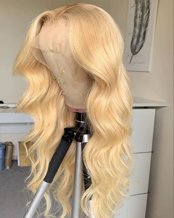 B Top Virgin 613 Blonde 13x4 Body Wave Lace Front Transparent  Wig 180 Density with Baby Hair