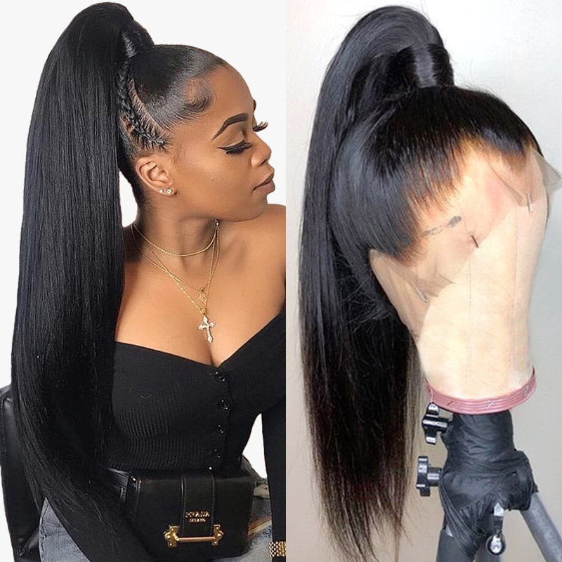 B Top Virgin Straight Hair Full Lace Wig 150 Density with Baby Hair