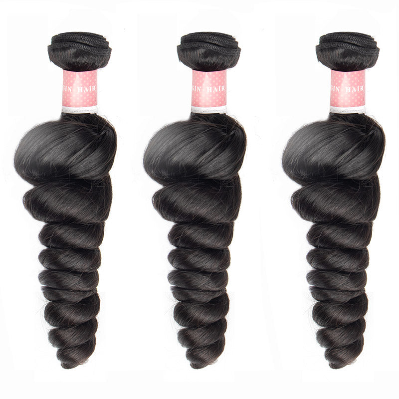 B Top Virgin Hair Loose Wave Hair Extensions 3 Bundles