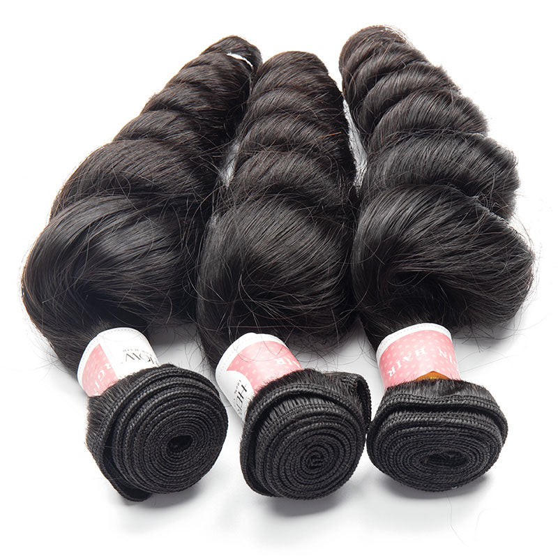 B Top Virgin Hair Loose Wave Hair Extensions 3 Bundles
