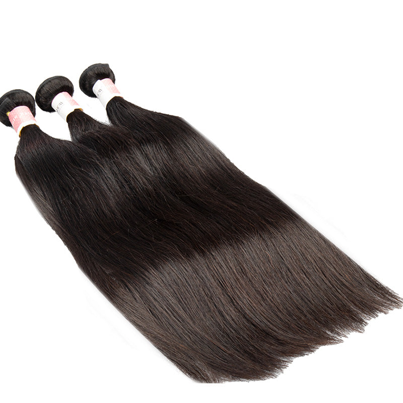 B Top Virgin Straight Hair 3 Bundles with 4x4 HD Lace Closure