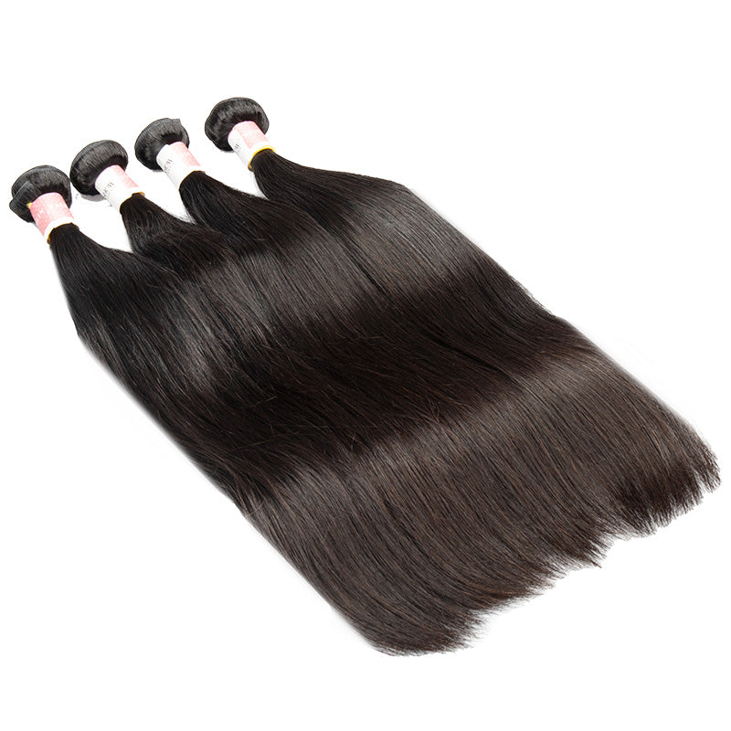 B Top Virgin Straight Hair 4 Bundles with 4x4 HD Lace Closure