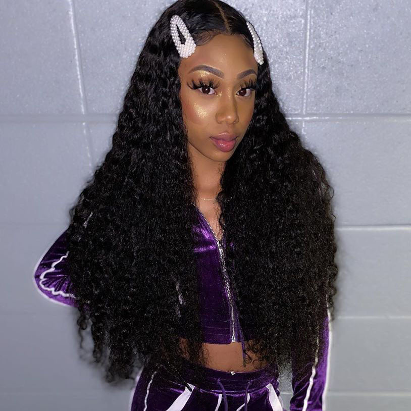 B Top Virgin 13x4 Deep Wave Lace Front Transparent  Wig 150 Density with Baby Hair