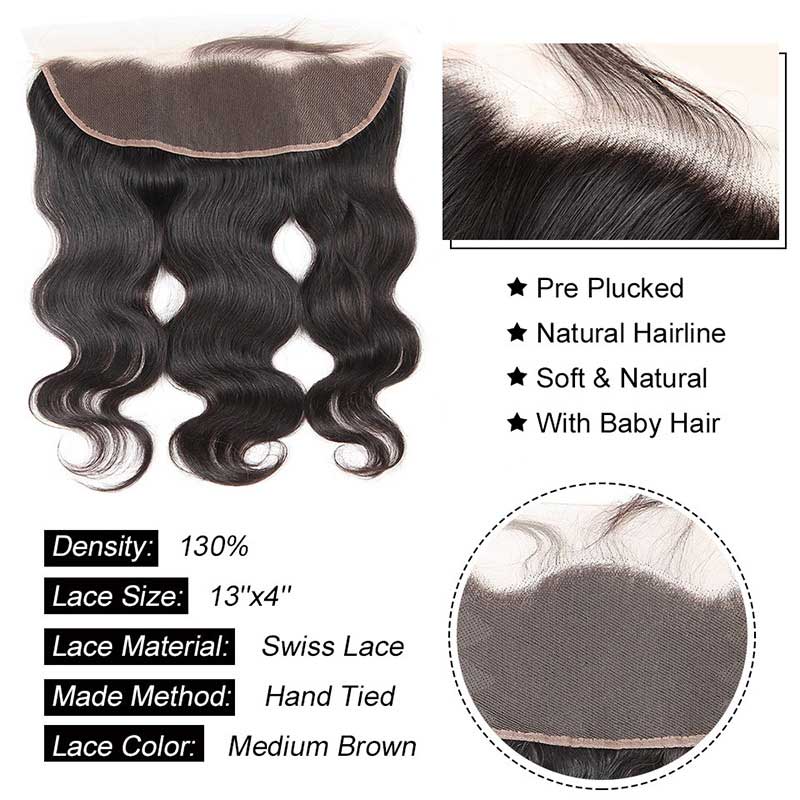 B Top Virgin Body Wave 3 Bundles with 13x4 HD Lace Frontal