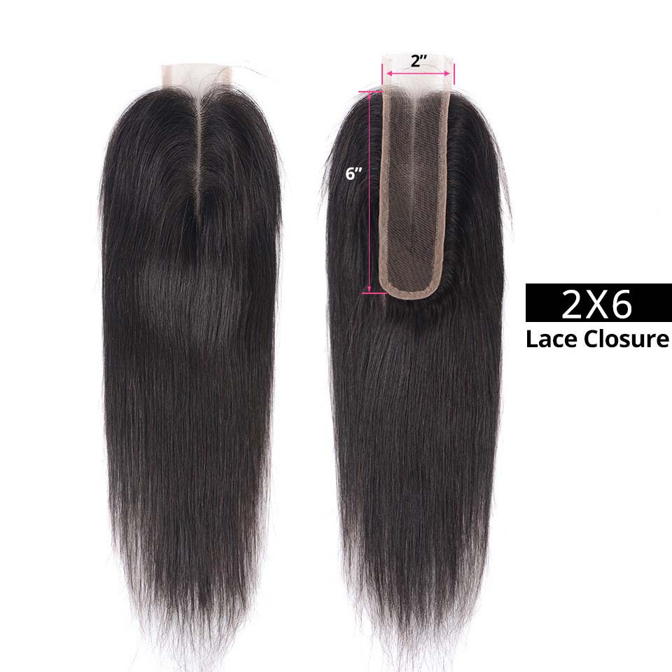 Top Virgin Body Wave 3 Bundles with 2x6 Transparent Lace Closure