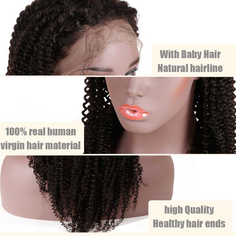 B Top Virgin 13x4 Kinky Curlyl Lace Front Transparent  Wig 150 Density with Baby Hair