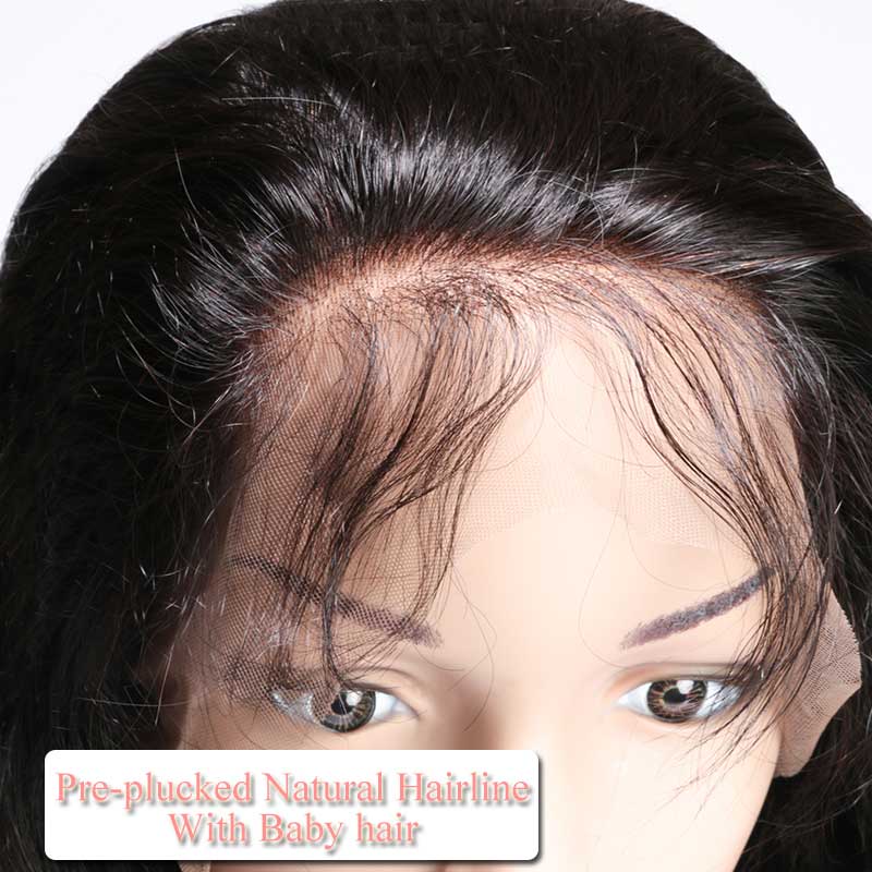 B Top Virgin Straight Hair Full Lace Wig 150 Density with Baby Hair